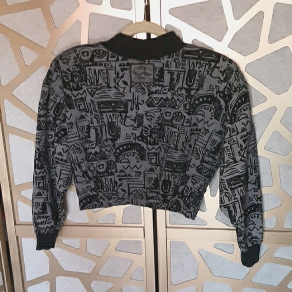 VINTAGE c80s EVER BLUE Crop Mock Neck Pullover - Picture 4 of 8